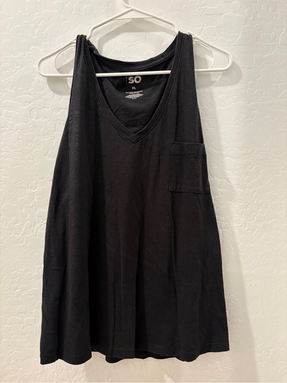 SO Black V-Neck Pocket Tank